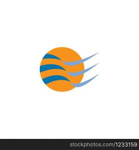 Water wave and sun icon vector illustration design logo.