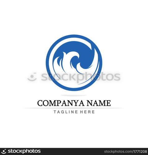 Water wave and sun icon vector illustration design logo