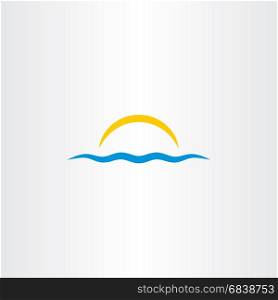 water wave and sun vector icon