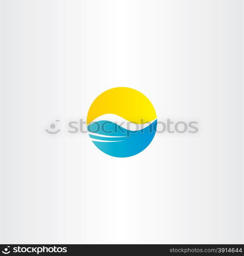 water wave and sun vector tourism logo element symbol