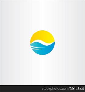 water wave and sun vector tourism logo element symbol