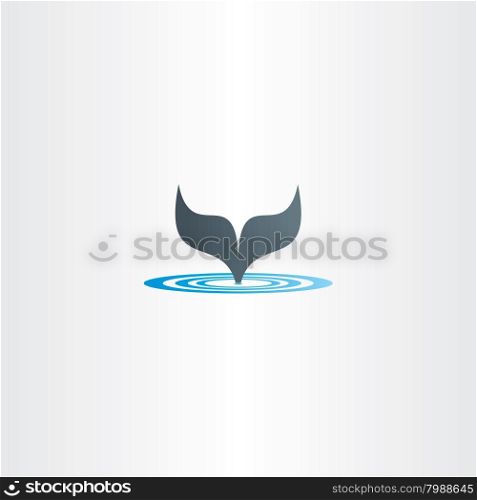 water wave and whale fish tail logo vector label