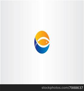 water wave fish and sun vector logo icon symbol