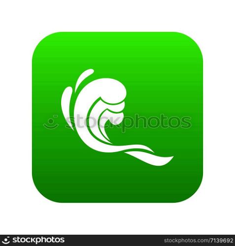 Water wave icon digital green for any design isolated on white vector illustration. Water wave icon digital green