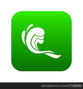 Water wave icon digital green for any design isolated on white vector illustration. Water wave icon digital green