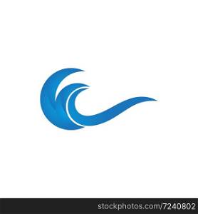 Water Wave Icon Logo TemplateVector Logo with yellow sun and blue sea waves. Vector logotype