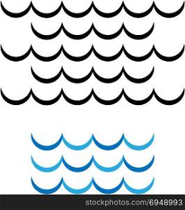 Water Wave Icon, Water Wave Sign Vector Art Illustration