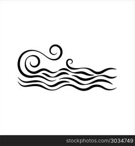 Water Wave Icon, Water Wave Sign Vector Art Illustration. Water Wave Icon, Water Wave Sign