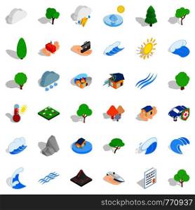 Water wave icons set. Isometric style of 36 water wave vector icons for web isolated on white background. Water wave icons set, isometric style