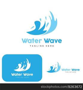 Water Wave Logo, Deep Sea Vector, Maritime Background Template Design