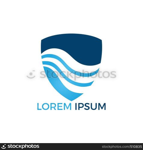 Water wave logo design. Corporate identity template with blue water.