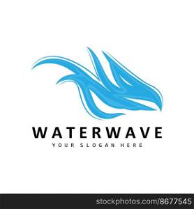 Water Wave Logo, Earth Element Vector, Water Wings Logo Design Style, Brand Icon, Sticker