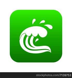 Water wave splash icon digital green for any design isolated on white vector illustration. Water wave splash icon digital green
