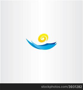water wave sun tourism logo sign agency