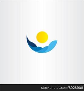 water waves sun icon vector logo element sign design