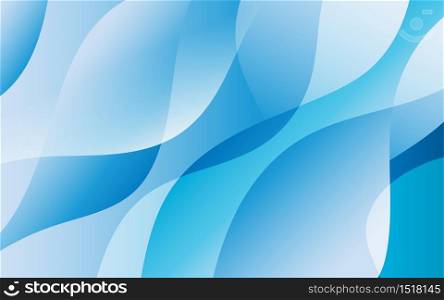 Water waves white and light blue tones curve patterns overlapping, abstract background vector illustration