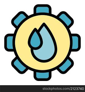 Water wheel energy icon. Outline water wheel energy vector icon color flat isolated. Water wheel energy icon color outline vector