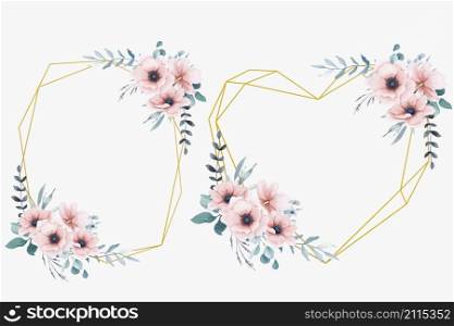 Watercolor anemones flowers frames