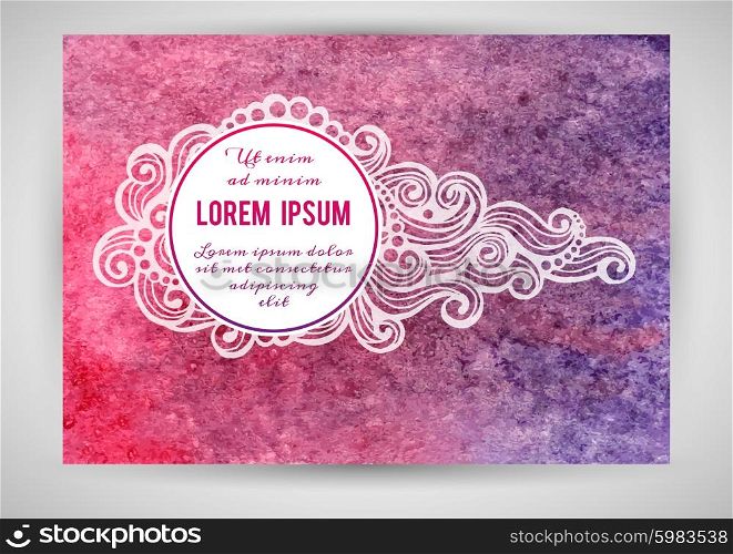 Watercolor background with decorative elements and place for your text. Vector illustration.. Watercolor background with decorative elements and place for your text.
