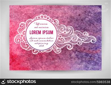 Watercolor background with decorative elements and place for your text. Vector illustration.. Watercolor background with decorative elements and place for your text.