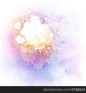 Watercolor Background With Splashes And Flower