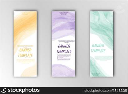 Watercolor banner. Template for design cover pages, posters, postcards and visual content. Flat style