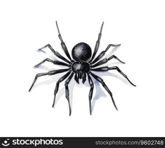 Watercolor black spider isolated on white background. Vector illustration design.