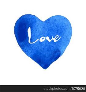 Watercolor blue heart.. Watercolor blue heart. hand drawn illustration.