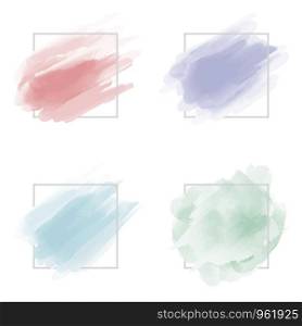 Watercolor brush stroke with line frame on white background vector illustration