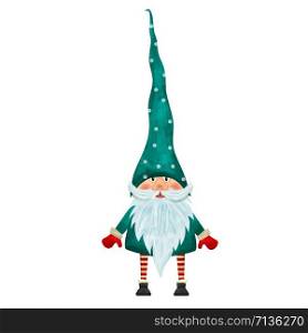 Watercolor Christmas gnome isolated on white background. Vector