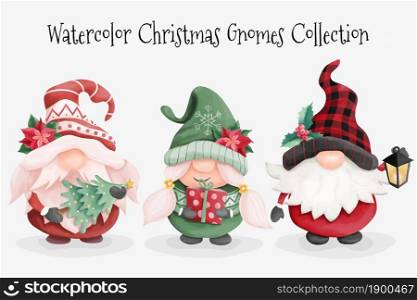 Watercolor Christmas Gnomes Collection