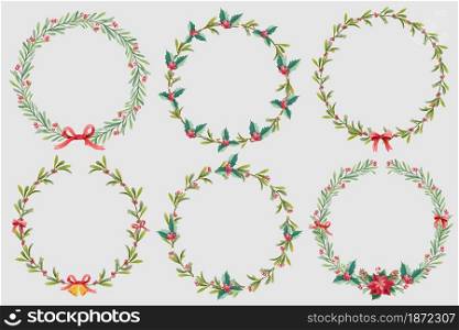 Watercolor Christmas Wreaths Set