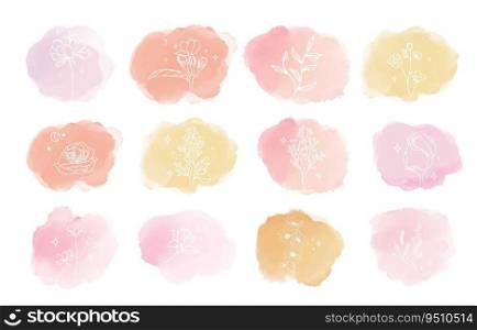 Watercolor circle brush with pink, yellow, orange for banner,background invitation