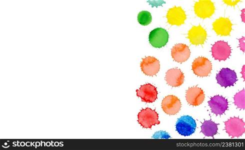 Watercolor colorful background. Vector splatter illustration. Multicolored watercolor blot template. Abstract artistic background. Watercolor vector bright stains. Collection of abstract watercolor blobs.