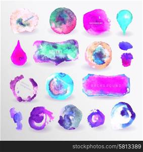 watercolor design elements, background, label, bubble ?an be used for invitation, congratulation or website