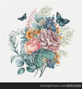 Watercolor floral bouquet vector image