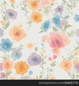 Watercolor Floral Clipart  Vector Seamless Patterns for Clean Digital Prints 