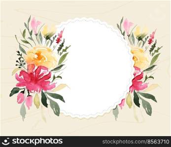 watercolor floral flower on white frame with text space