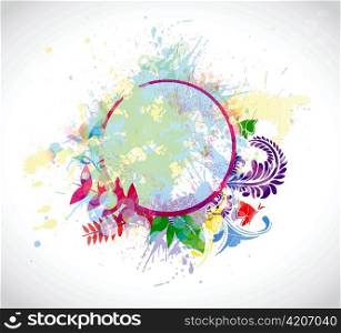 watercolor floral frame vector illustration