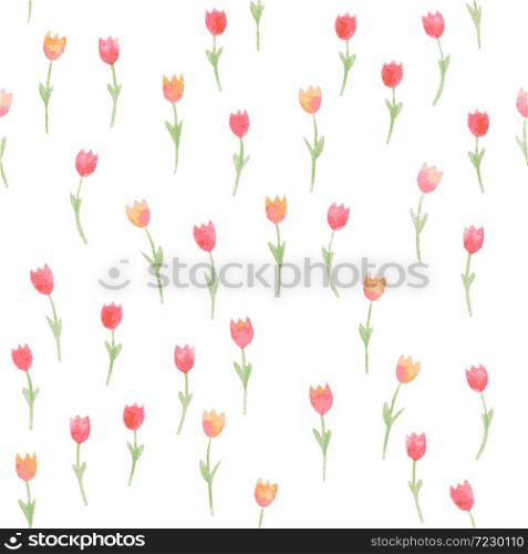 Watercolor floral seamless pattern. Tulips Vector illustration. Beautiful background.