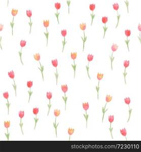 Watercolor floral seamless pattern. Tulips Vector illustration. Beautiful background.