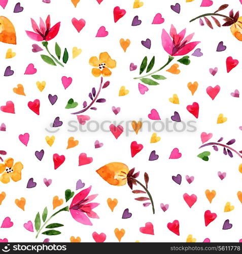 Watercolor floral seamless pattern. Vector illustration