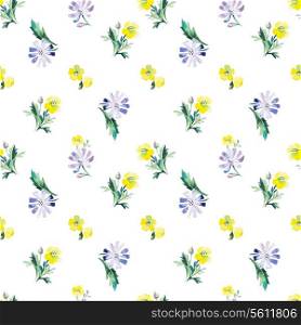 Watercolor floral seamless pattern. Vector illustration