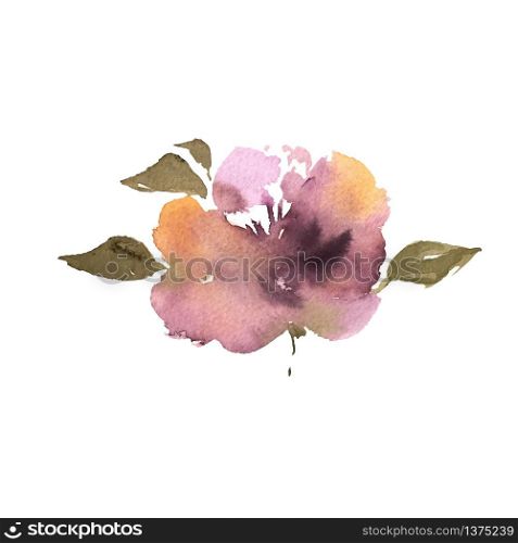 Watercolor flower, hand drawn colorful beautiful blossom pink plant for cards prints and invitation. Vector floral illustration. Watercolor flower, hand drawn colorful beautiful blossom pink plant for cards prints and invitation. Vector