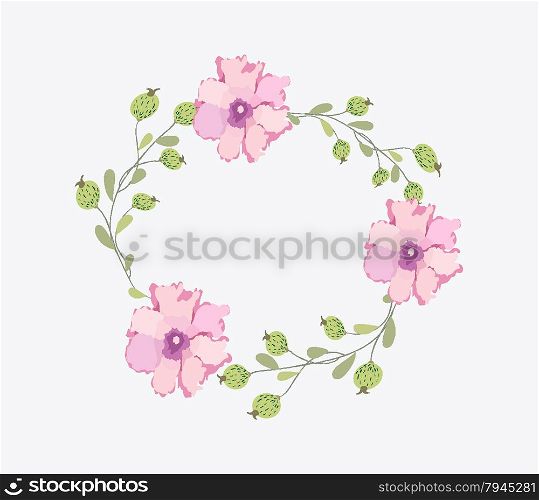 Watercolor flowers frame template