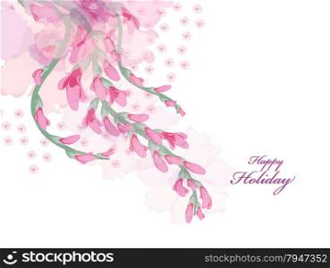 Watercolor flowers pink wisteria card