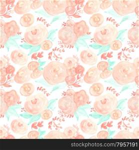 Watercolor flowers. Seamless pattern. Vector. Illustration.