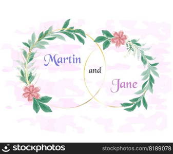 Watercolor frame template for wedding invitation. Vector illustration.