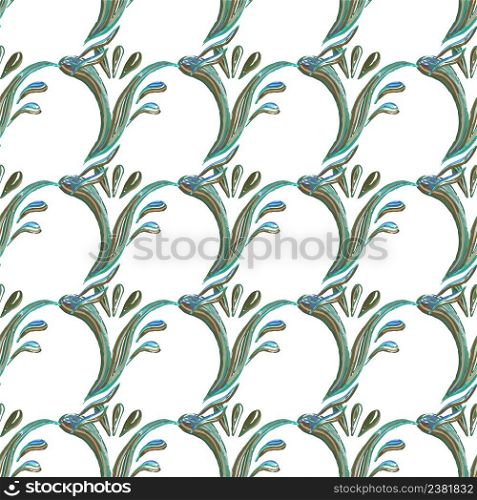 Watercolor green pattern with leaves. Handmade vector watercolor seamless pattern with green leaves. Seamless floral background with green leaves
