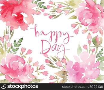 Watercolor greeting card flowers vector image